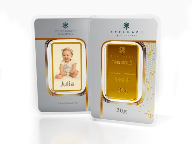 Bild von Goldbarren 20g mit Foto –  999,9 Gold  